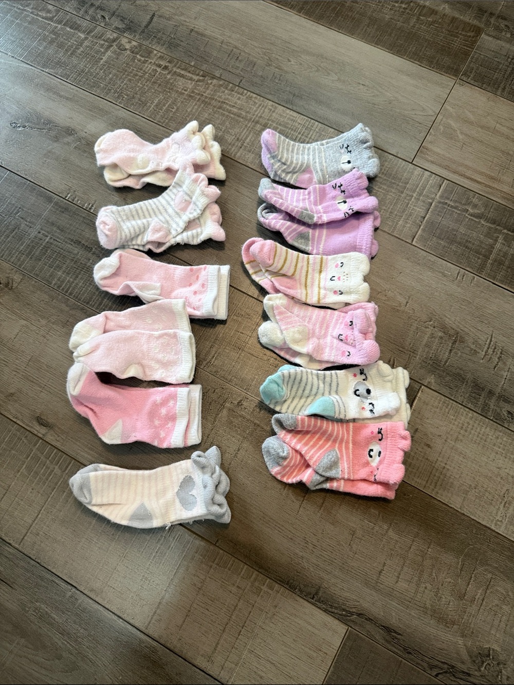 Baby Girls Pink and White Sock Set - 12 Pack